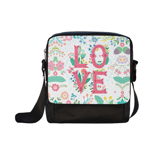 Pastel Colorful Floral LOVE Lettering Crossbody Nylon Bags (Model 1633)