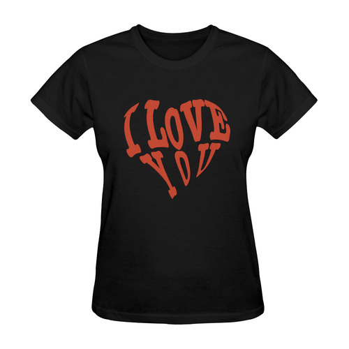 I  LOVE YOU Black Sunny Women's T-shirt (Model T05)