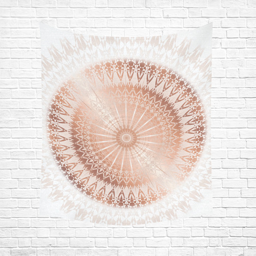 Rose Gold White Mandala Elegant Copper Cotton Linen Wall Tapestry 51"x 60"