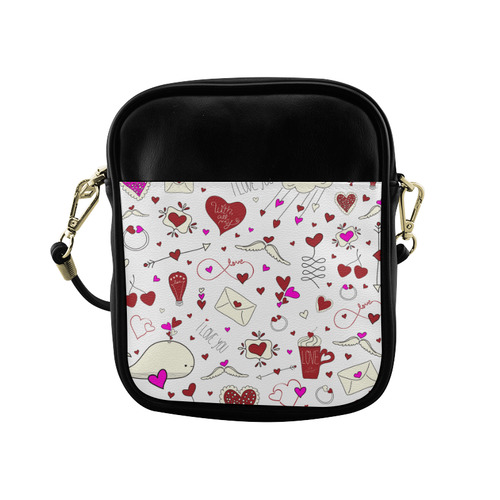 Valentine's Day LOVE HEARTS pattern red pink Sling Bag (Model 1627)