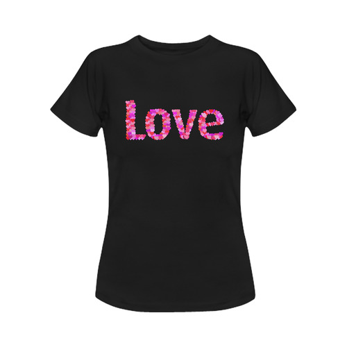 Love Hearts Black Women's Classic T-Shirt (Model T17）