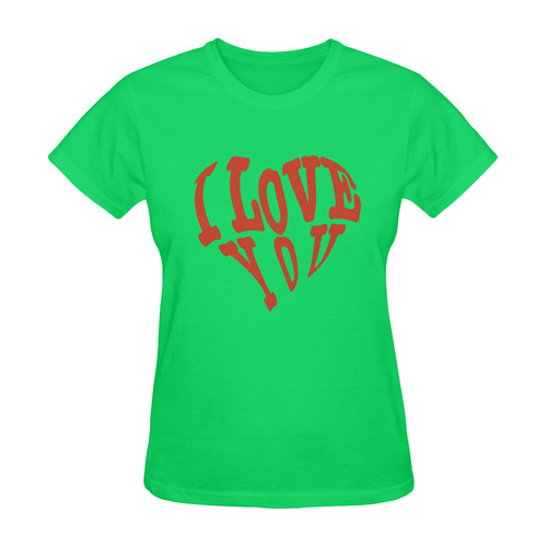 I  LOVE YOU Green Sunny Women's T-shirt (Model T05)