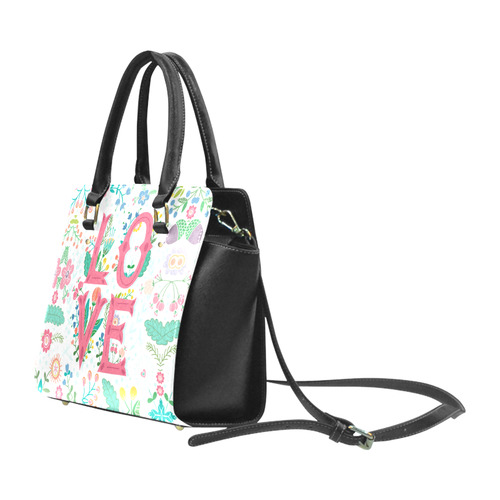 Pastel Colorful Floral LOVE Lettering Classic Shoulder Handbag (Model 1653)