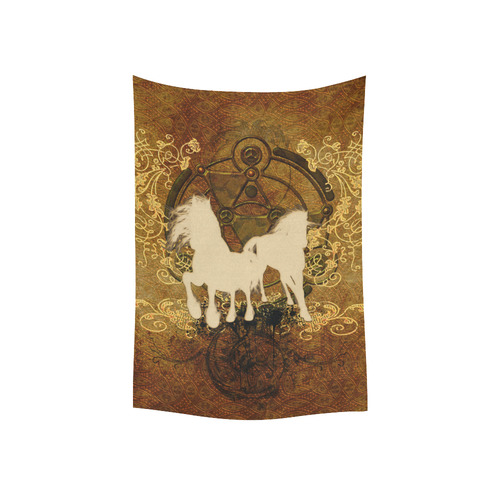 Beautiful horses, silhouette Cotton Linen Wall Tapestry 40"x 60"