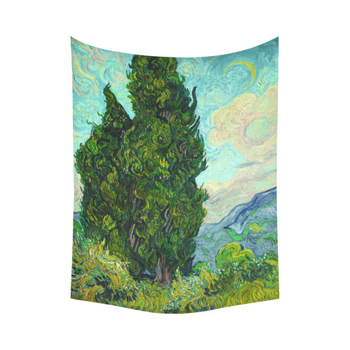 Vincent van Gogh Cypresses Landscape Cotton Linen Wall Tapestry 60"x 80"