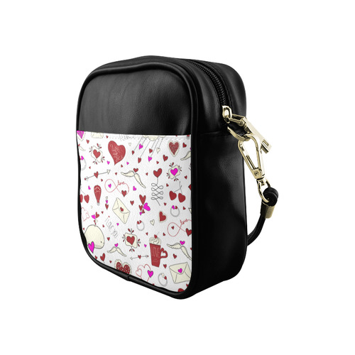 Valentine's Day LOVE HEARTS pattern red pink Sling Bag (Model 1627)
