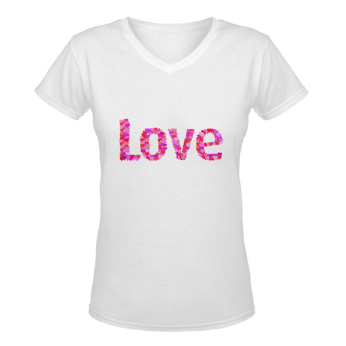 Love Hearts Women's Deep V-neck T-shirt (Model T19)