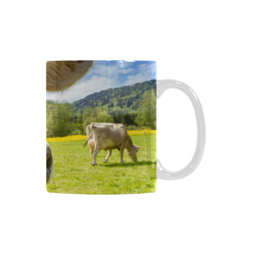 Photography Pretty Blond Cow On Grass White Mug(11OZ)