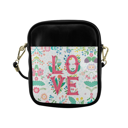 Pastel Colorful Floral LOVE Lettering Sling Bag (Model 1627)