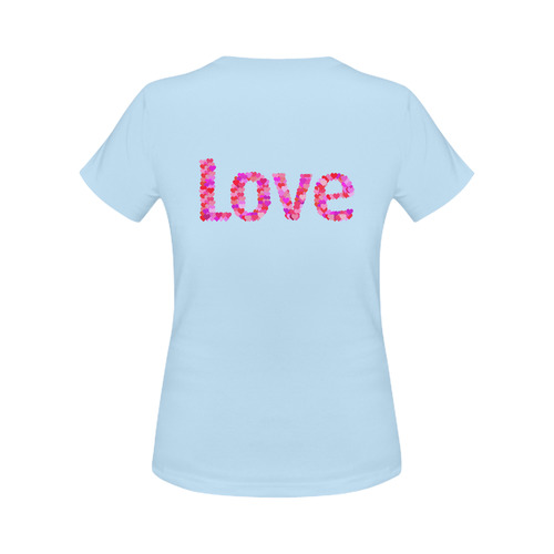 Love Hearts Sky Blue Women's Classic T-Shirt (Model T17）