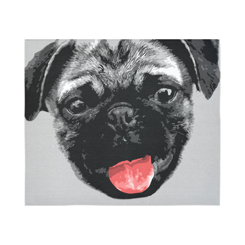Cute PUG / carlin with red tongue Cotton Linen Wall Tapestry 60"x 51"