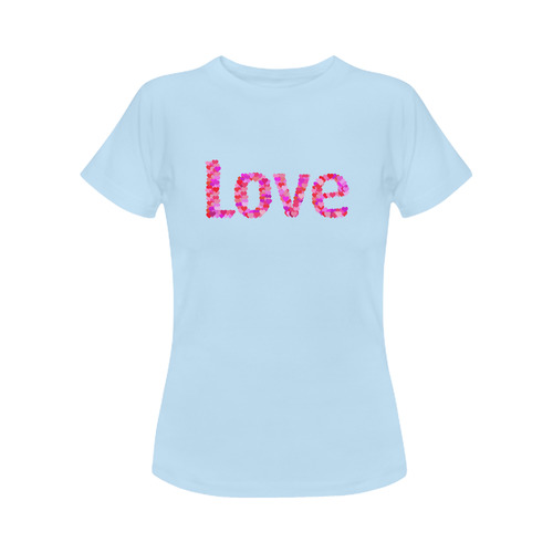 Love Hearts Sky Blue Women's Classic T-Shirt (Model T17）