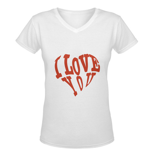 I  LOVE YOU Women's Deep V-neck T-shirt (Model T19)