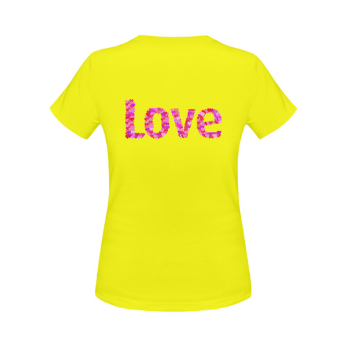 Love Hearts Neon Yellow Women's Classic T-Shirt (Model T17）