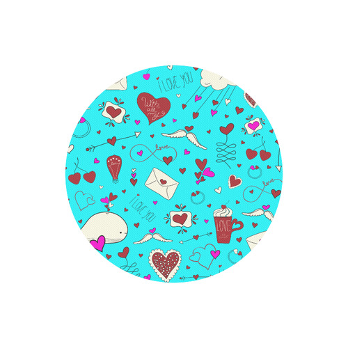 Valentine's Day LOVE HEARTS pattern red pink Round Mousepad