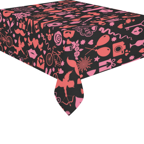 Pink Love Cotton Linen Tablecloth 52"x 70"