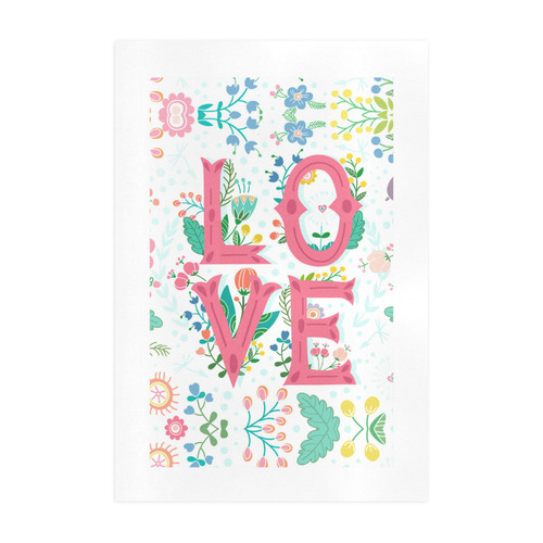 Pastel Colorful Floral LOVE Lettering Art Print 19‘’x28‘’
