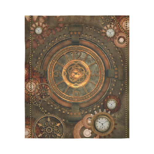 Steampunk, wonderful vintage clocks and gears Cotton Linen Wall Tapestry 51"x 60"