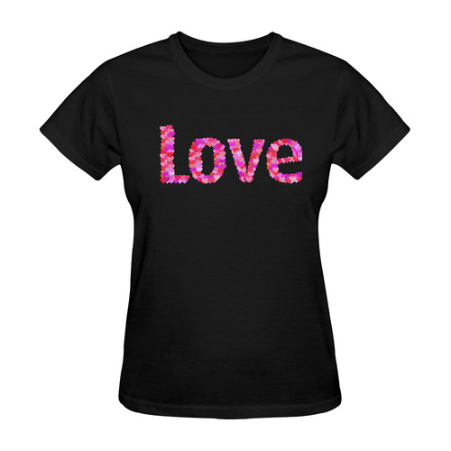 Love Hearts Black Sunny Women's T-shirt (Model T05)