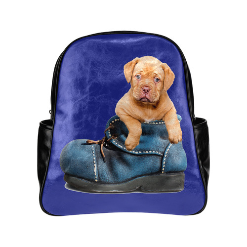 Lovely Puppy in a Blue Shoe Multi-Pockets Backpack (Model 1636)