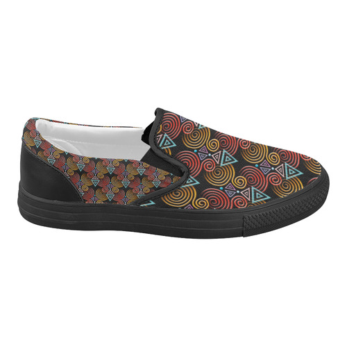 Lovely Geometric LOVE Hearts Pattern Women's Slip-on Canvas Shoes (Model 019)