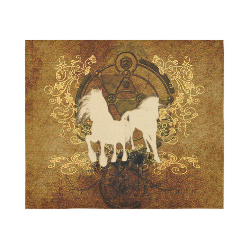 Beautiful horses, silhouette Cotton Linen Wall Tapestry 60"x 51"