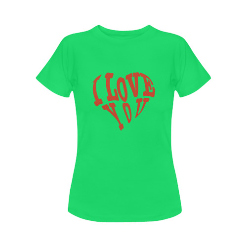 I  LOVE YOU Green Women's Classic T-Shirt (Model T17）