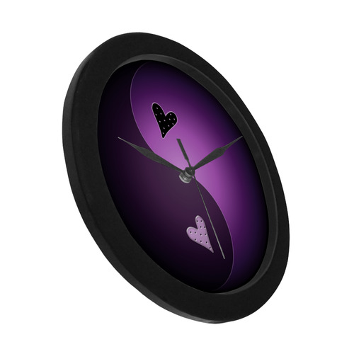 yin yang heart- purple Circular Plastic Wall clock