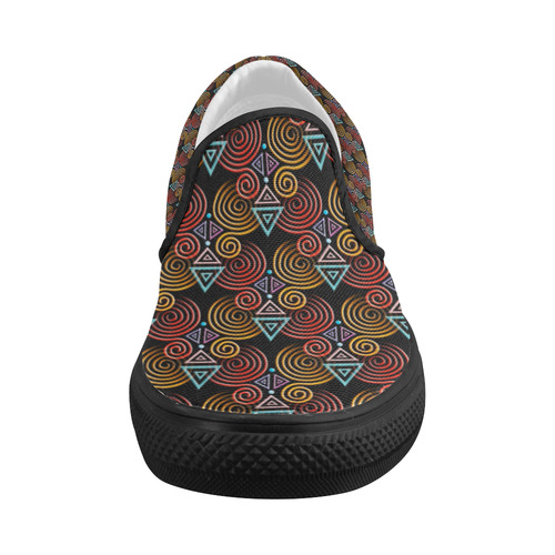 Lovely Geometric LOVE Hearts Pattern Women's Slip-on Canvas Shoes (Model 019)