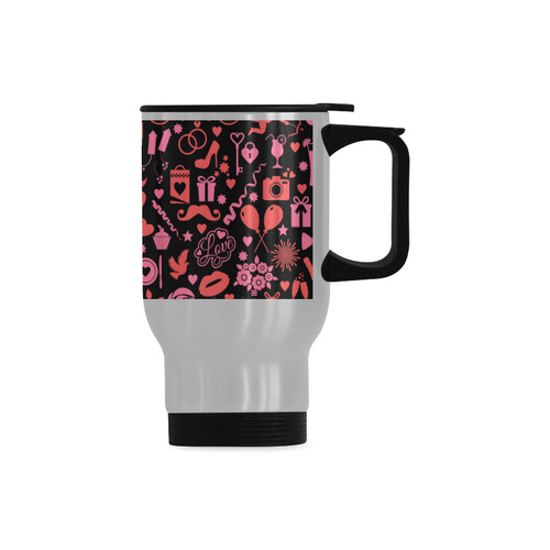 Pink Love Travel Mug (Silver) (14 Oz)