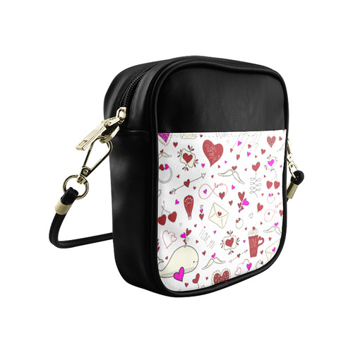 Valentine's Day LOVE HEARTS pattern red pink Sling Bag (Model 1627)