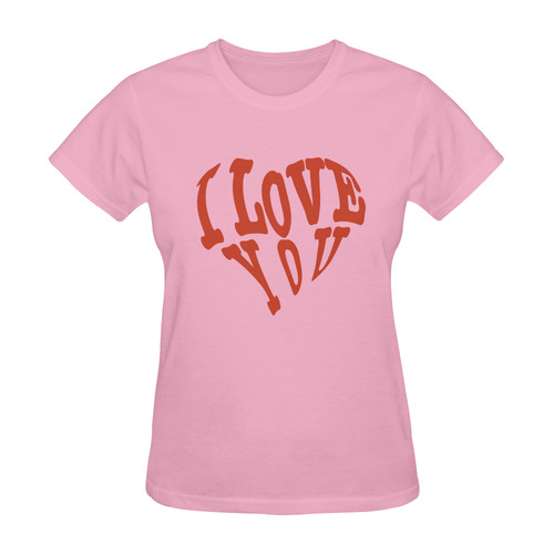 I  LOVE YOU Pink Sunny Women's T-shirt (Model T05)