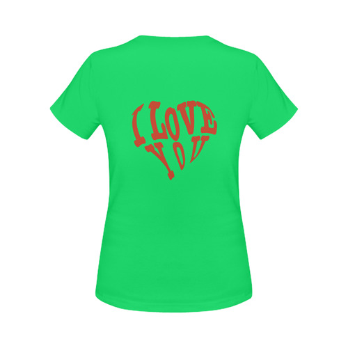 I  LOVE YOU Green Women's Classic T-Shirt (Model T17）