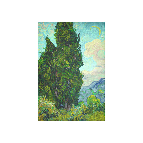 Vincent van Gogh Cypresses Landscape Cotton Linen Wall Tapestry 40"x 60"