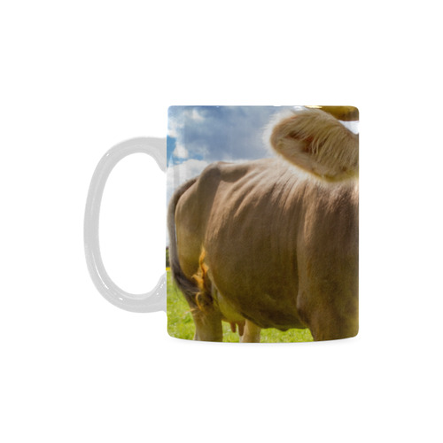 Photography Pretty Blond Cow On Grass White Mug(11OZ)