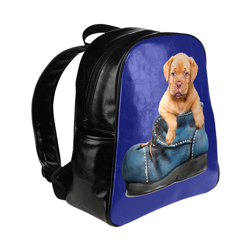 Lovely Puppy in a Blue Shoe Multi-Pockets Backpack (Model 1636)