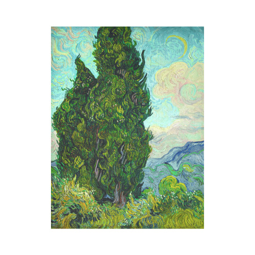 Vincent van Gogh Cypresses Landscape Cotton Linen Wall Tapestry 60"x 80"
