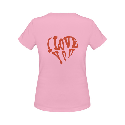 I  LOVE YOU Pink Women's Classic T-Shirt (Model T17）