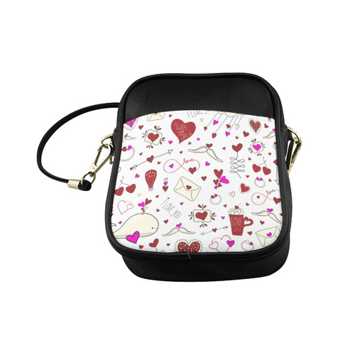 Valentine's Day LOVE HEARTS pattern red pink Sling Bag (Model 1627)