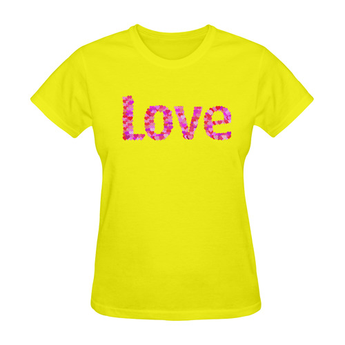 Love Hearts Yellow Sunny Women's T-shirt (Model T05)