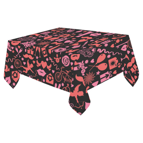 Pink Love Cotton Linen Tablecloth 52"x 70"