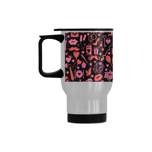 Pink Love Travel Mug (Silver) (14 Oz)
