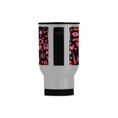 Pink Love Travel Mug (Silver) (14 Oz)