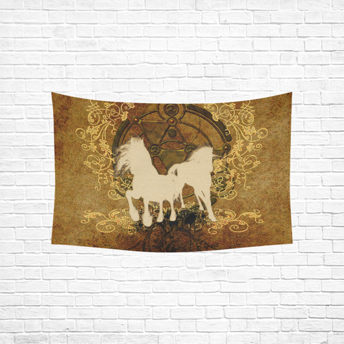 Beautiful horses, silhouette Cotton Linen Wall Tapestry 60"x 40"