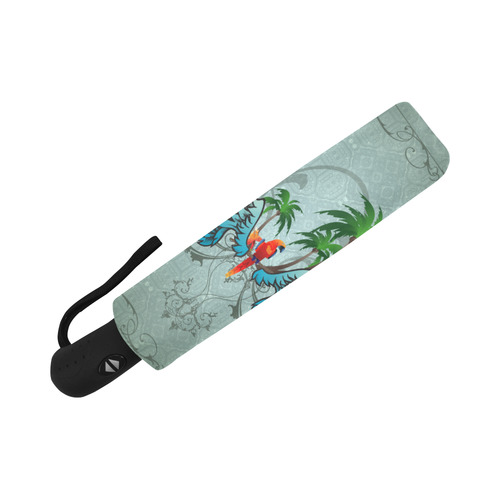 cute parrot with wings and palm Auto-Foldable Umbrella (Model U04)