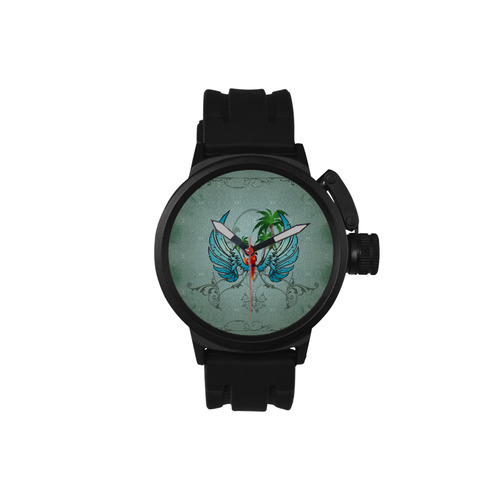 cute parrot with wings and palm Men's Sports Watch(Model 309)