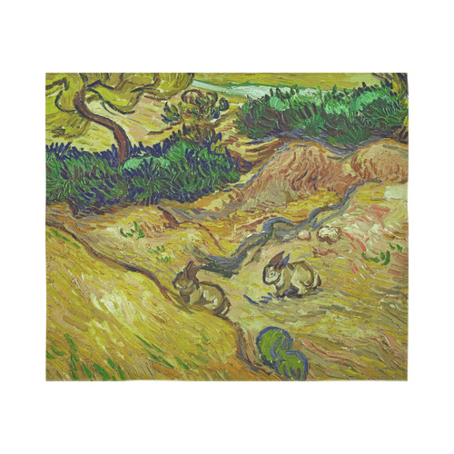 Vincent van Gogh Landscape with Rabbits Cotton Linen Wall Tapestry 60"x 51"