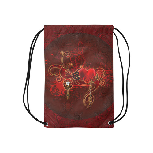 Wonderful steampunk design with heart Small Drawstring Bag Model 1604 (Twin Sides) 11"(W) * 17.7"(H)