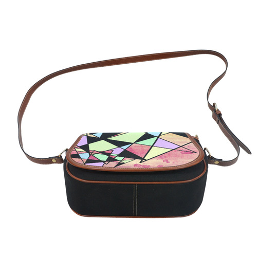 Geometric shapes Saddle Bag/Small (Model 1649)(Flap Customization)