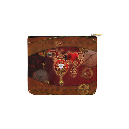 steampunk, hearts, clocks and gears Carry-All Pouch 6''x5''